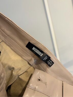 Missguided Taupe Faux Leather Turn Up Cigarette Pants